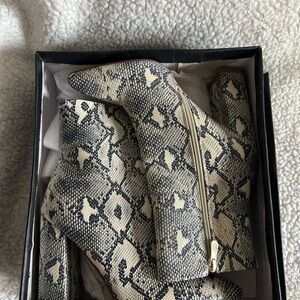 Beige Faux Snake Ankle Boot